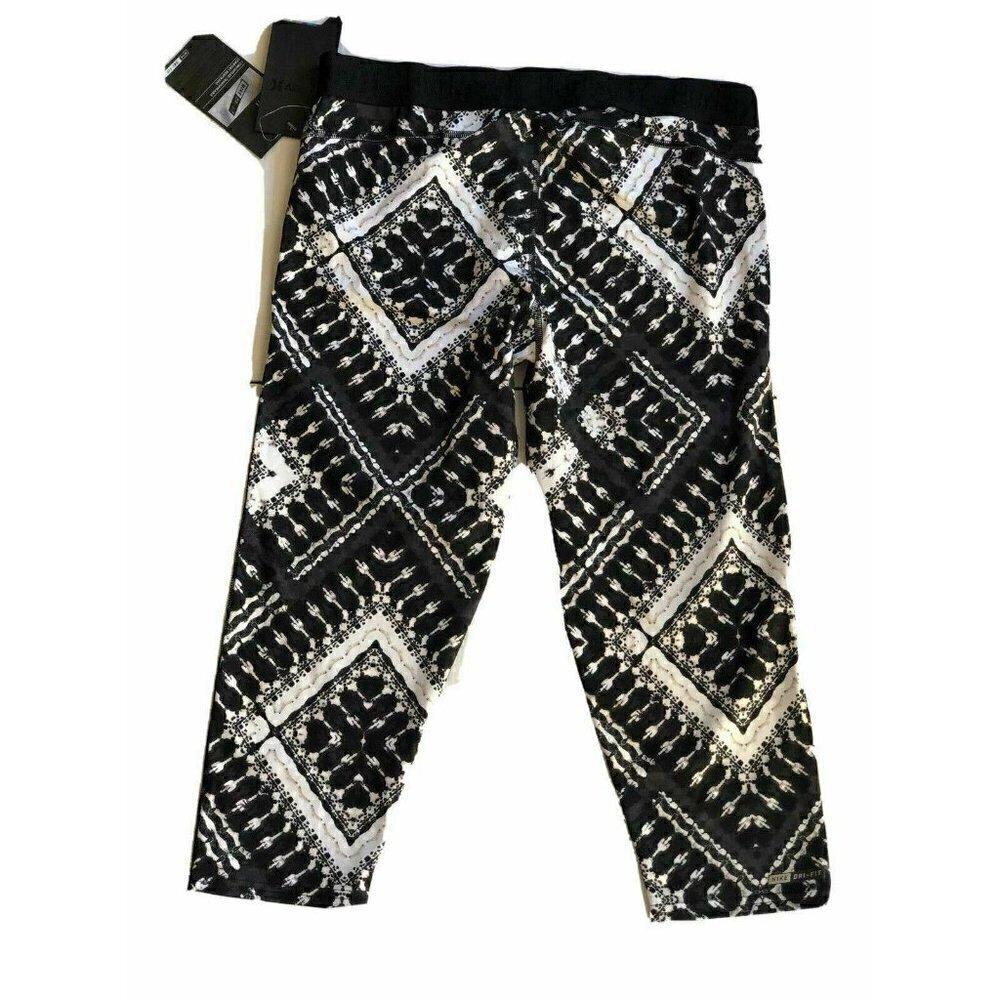 Hurley Women's Nike Dri-Fit Crop Black Grey Print Below The Knee Legging - Picture 11 of 12